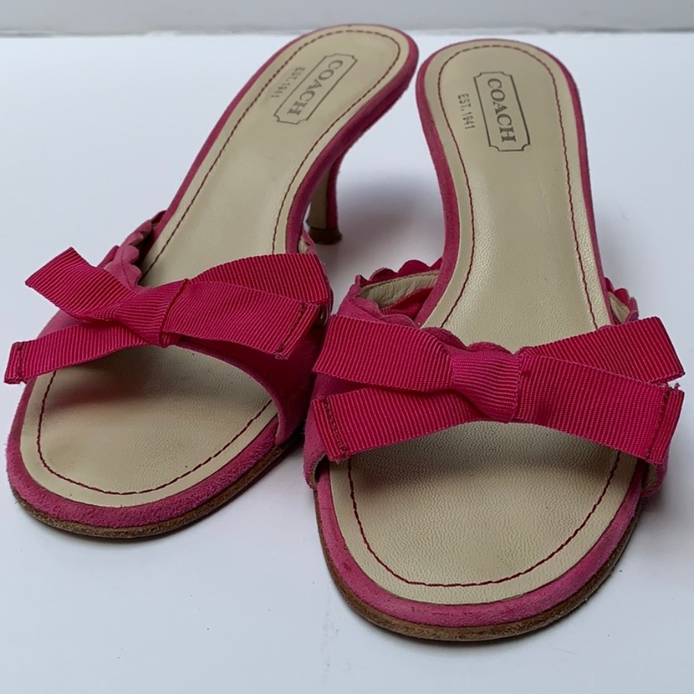 Coach Pink Bow Slides Size 7